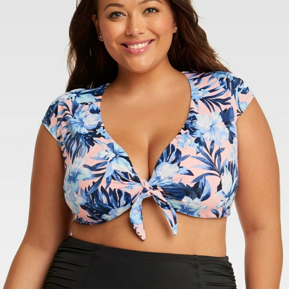 miracle brands Other - Plus Size Floral Tie Crop Top Bikini